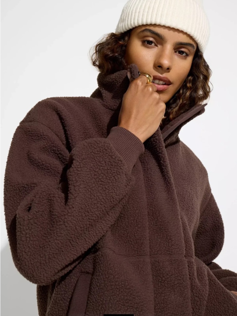 Mondetta Women's Teddy Jacket in Chocolate Brown